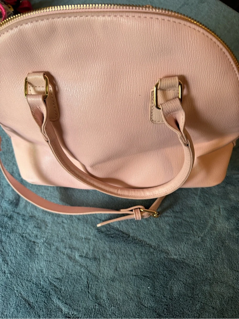 bebe Blush Pink Dome Satchel with Gold Hardware
